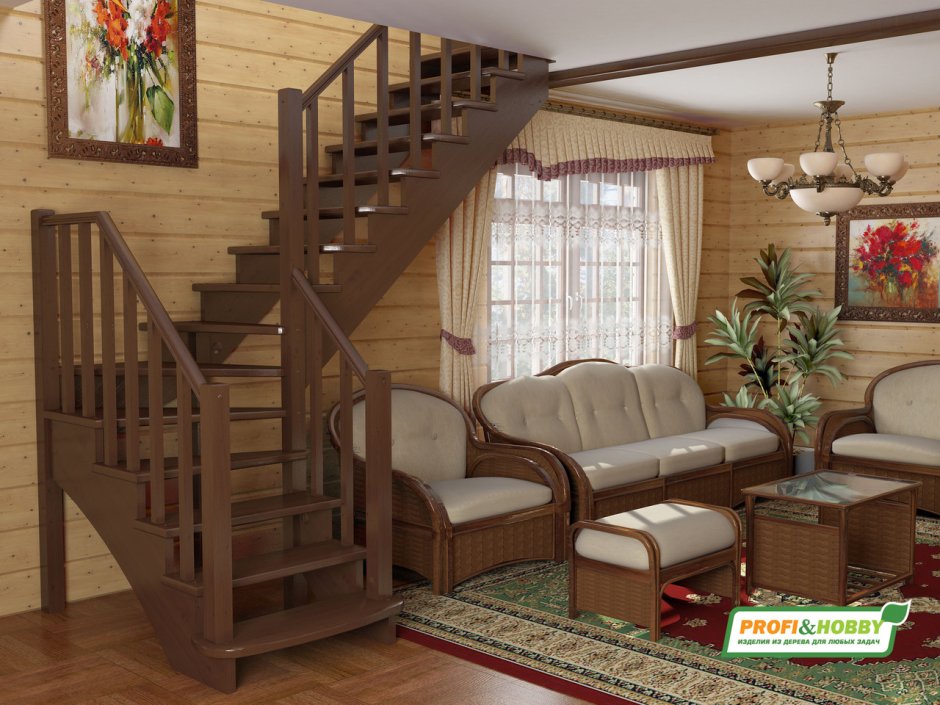 Лестница деревянная к-021м