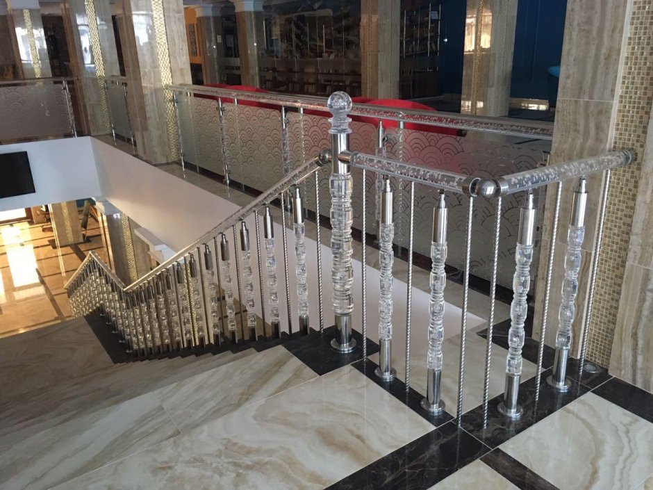 Перила для лестницы, стекло, (модель № 0/017)- перила