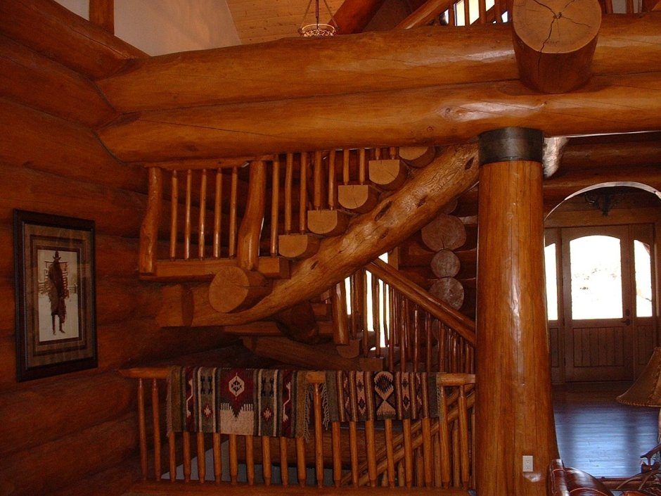 Деревянные лестницы из бревна
