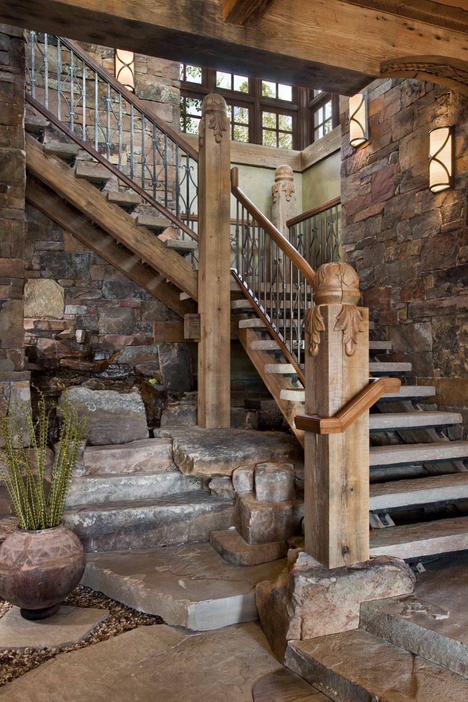Деревянные лестницы в стиле рустик