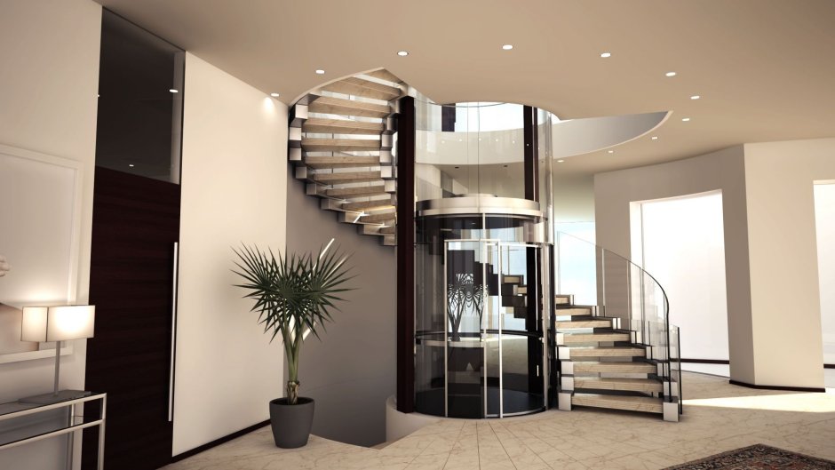 Лестница и лифт в частном доме (56 фото)