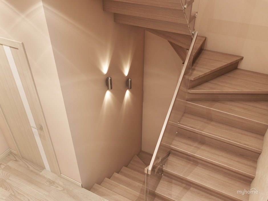 П-образная лестница в узком коридоре