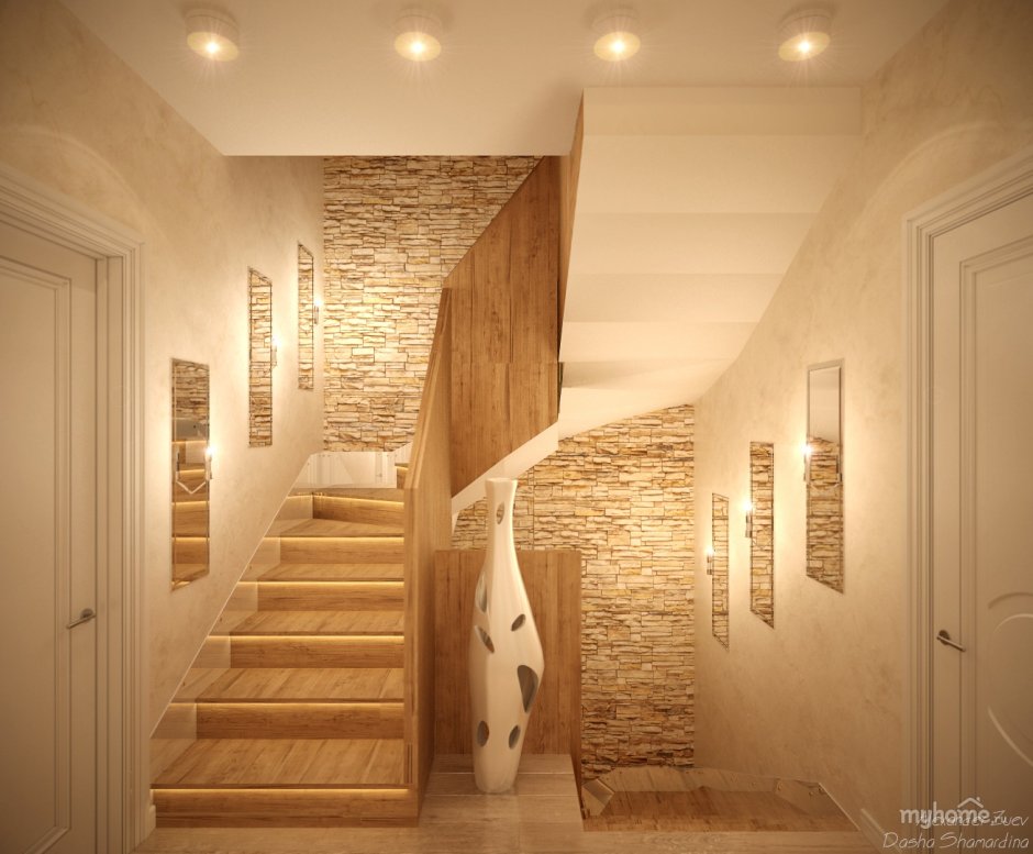 Декор коридора с лестницей