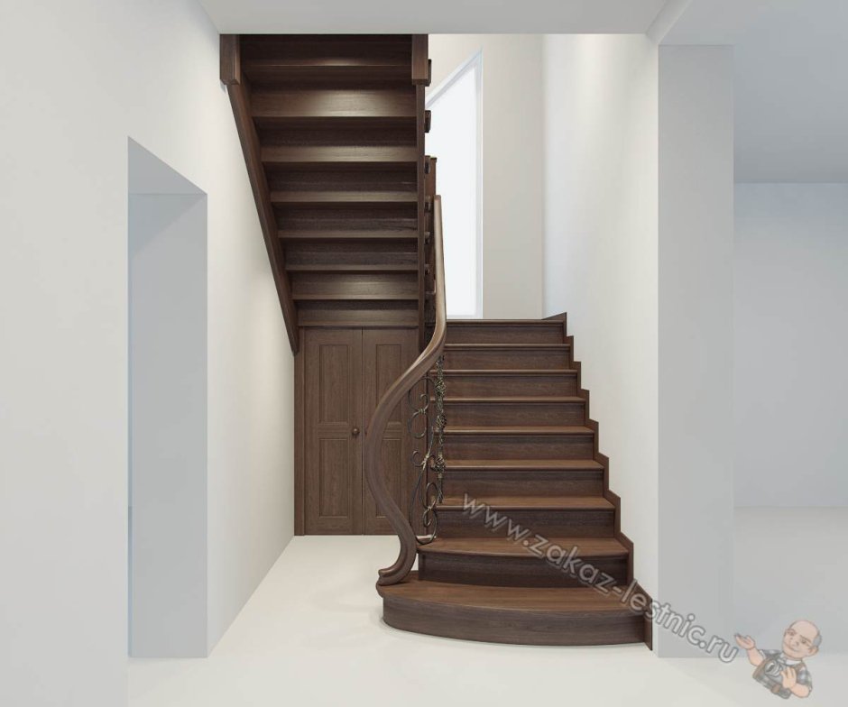 Деревянная лестница шоколадного цвета