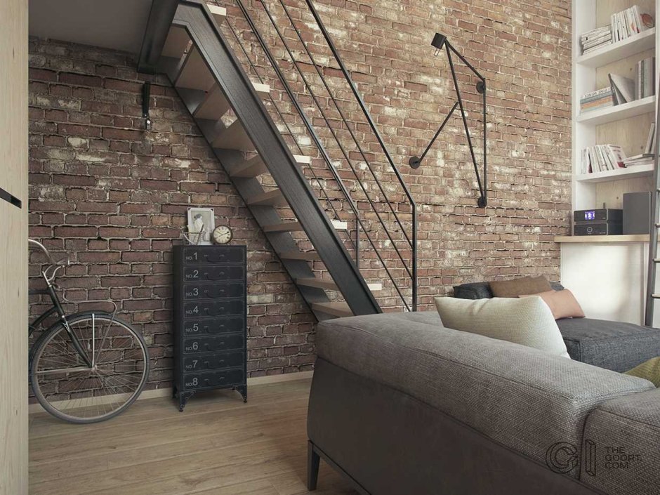 Лестница в квартире в стиле лофт