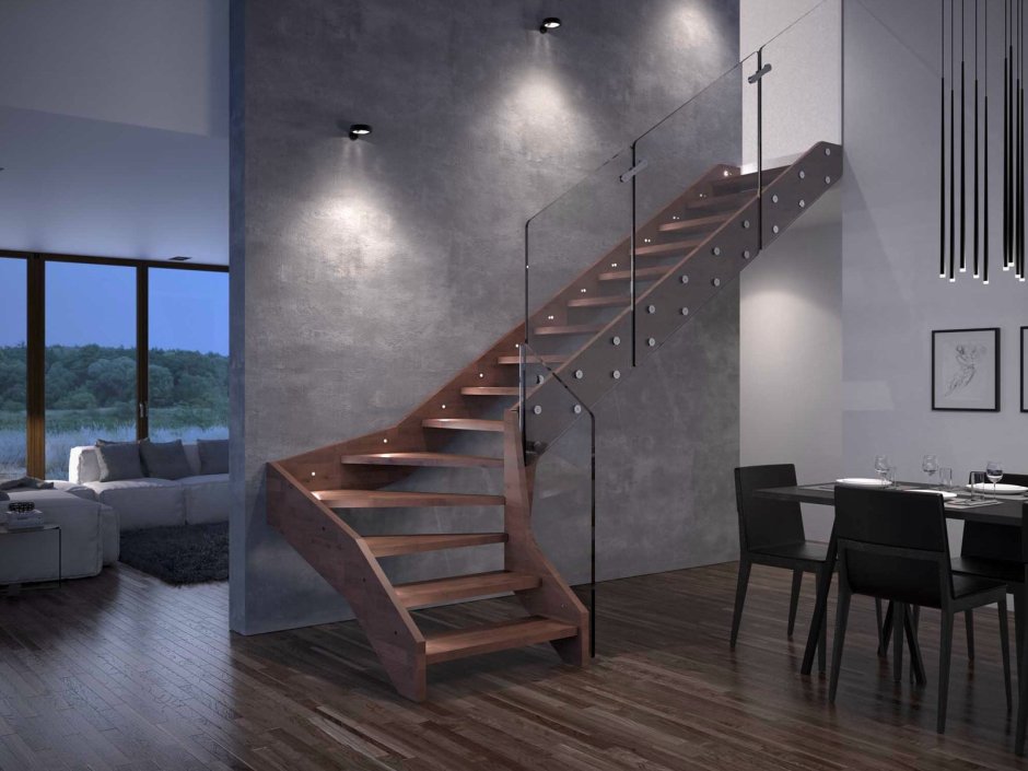 Деревянная лестница лофт