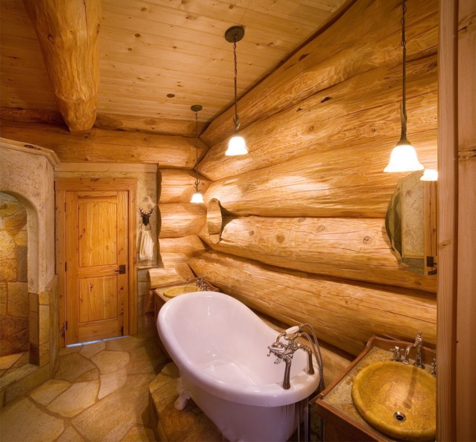 Ванная из гипсокартона в деревянном доме