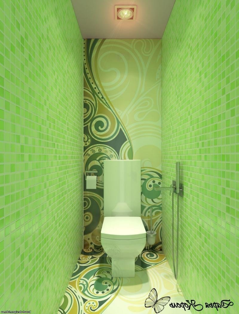 Зелёная плитка в туалете