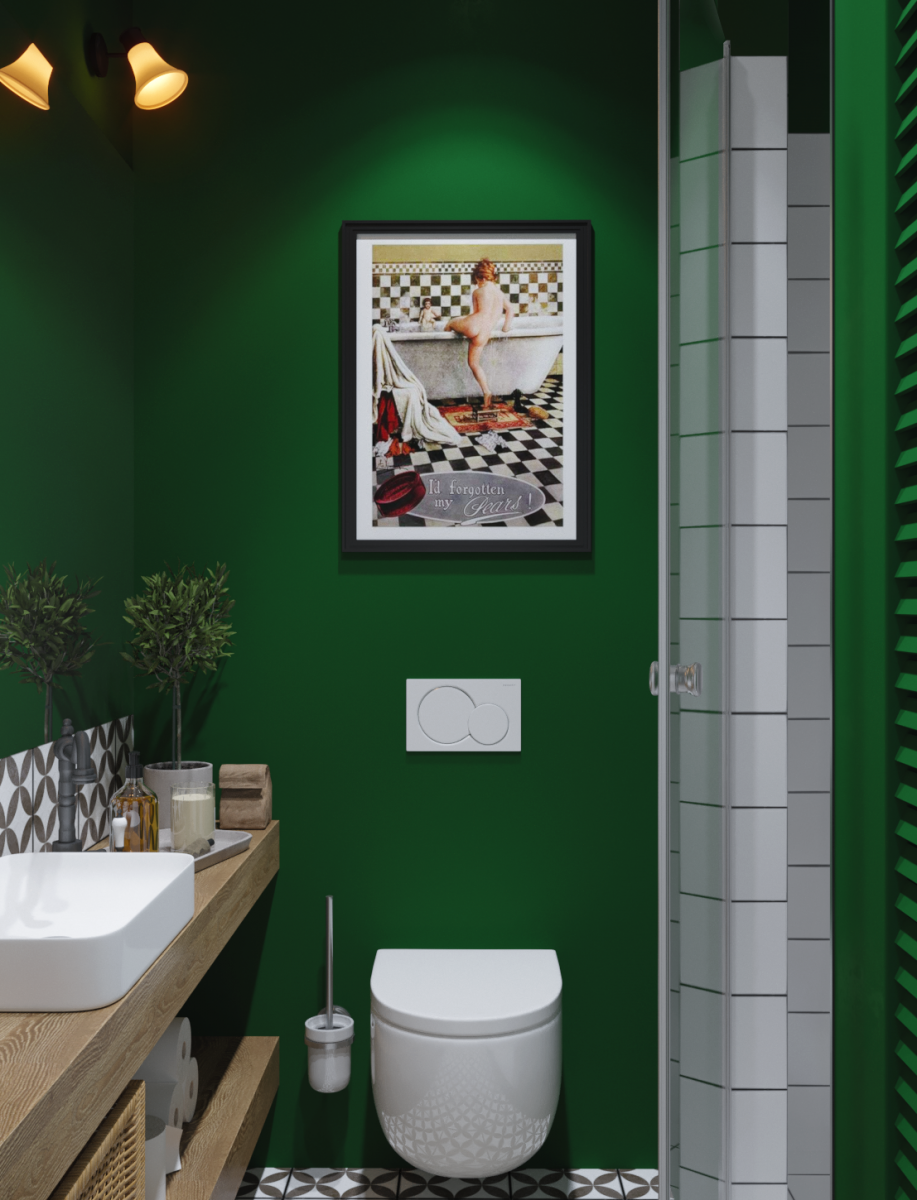 Туалетная комната в зелёном стиле