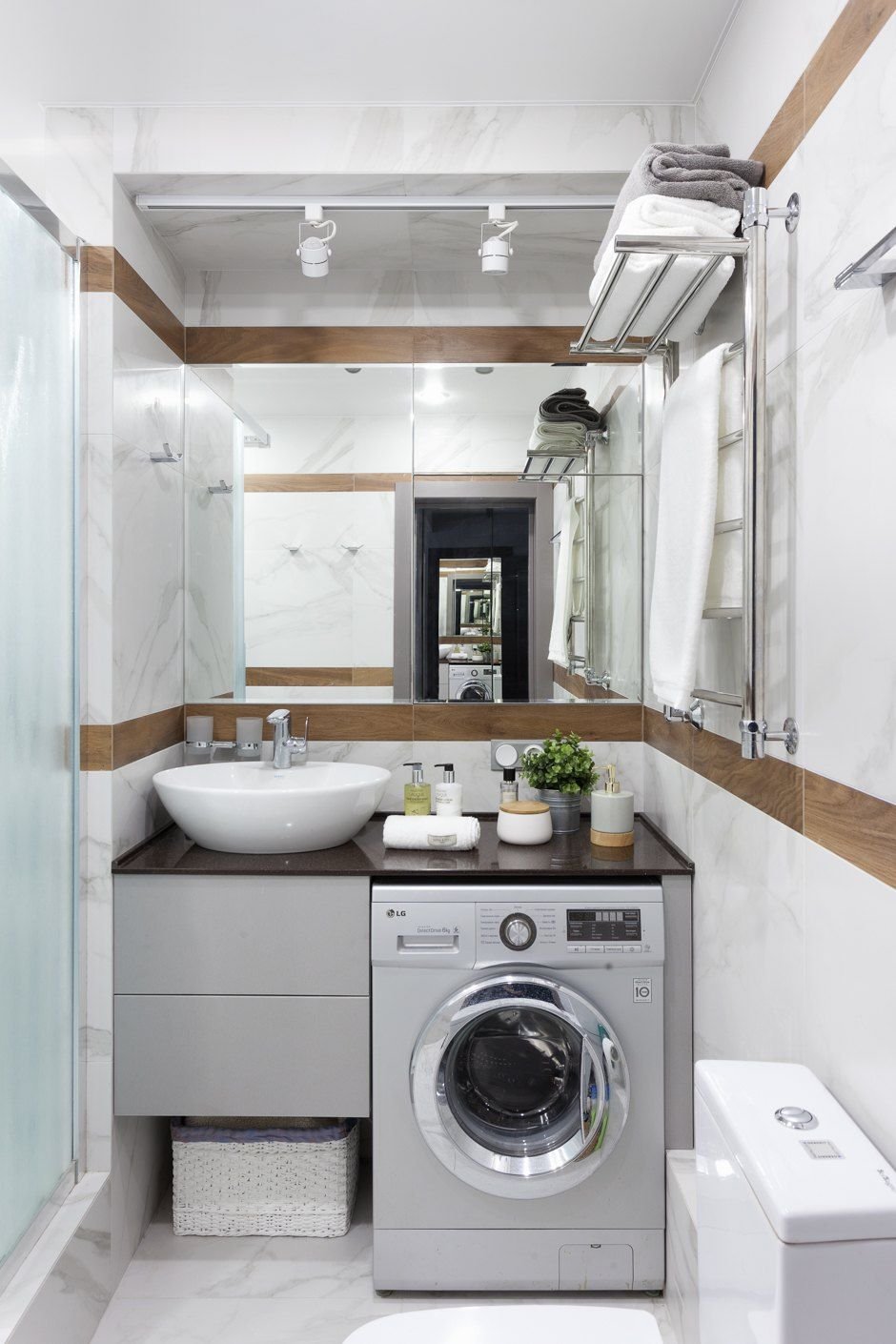 ванные комнаты дизайн маленькие с унитазом и стиральной машинкой