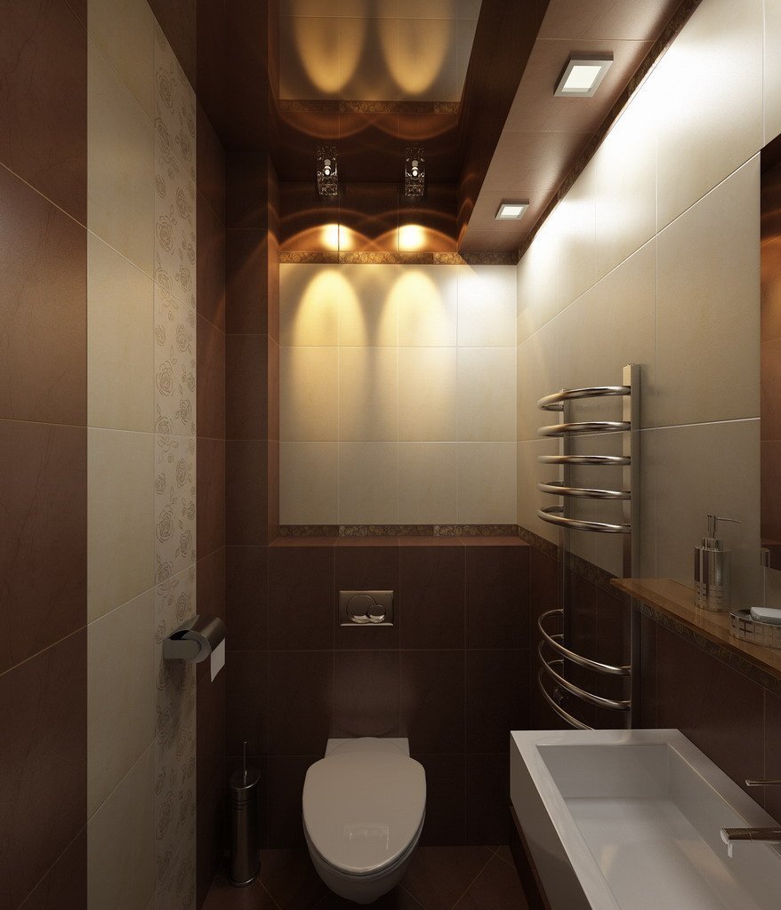 Туалет в коричнево-бежевых тонах