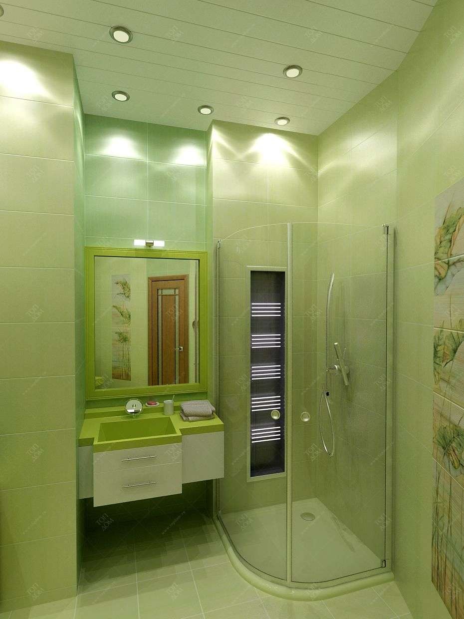 Душевые Ванные комнаты в зеленом цвете