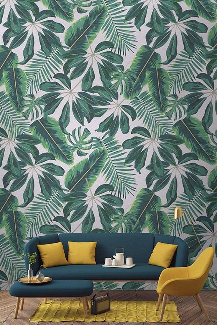 Комната с тропическими листьями