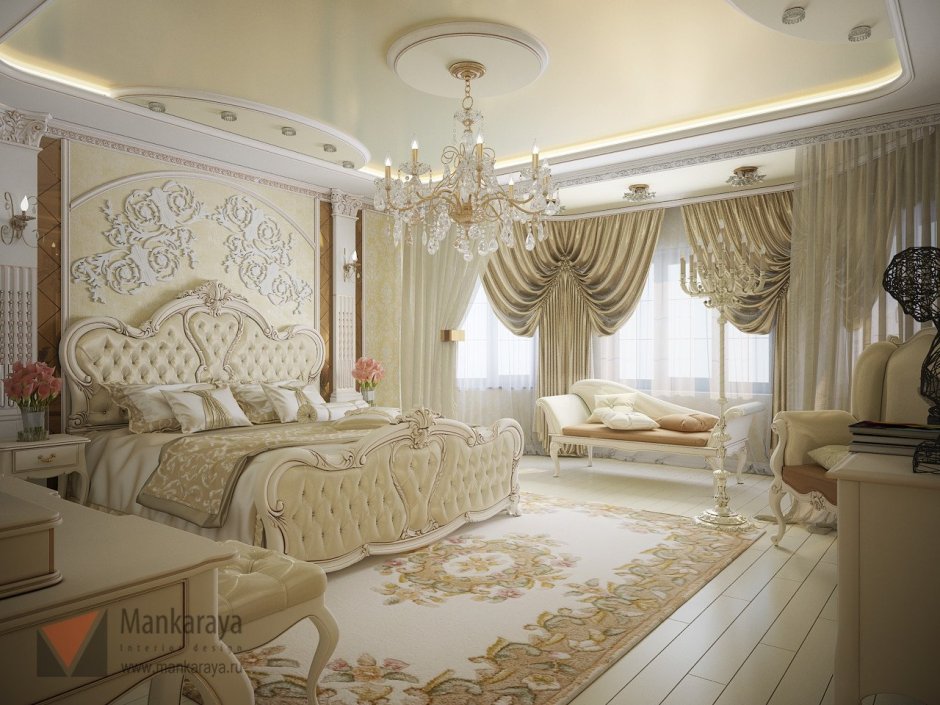 Большая спальня в классическом стиле