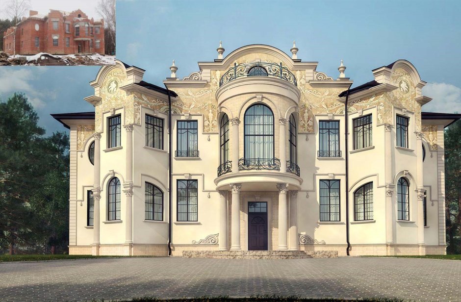 Двухэтажный особняк в стиле Ампир в Москве