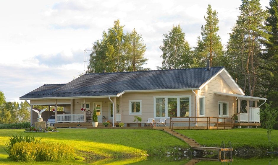 Финские одноэтажные дома с террасой