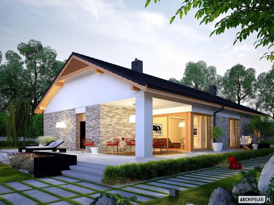 Z500 проекты одноэтажных домов с террасой