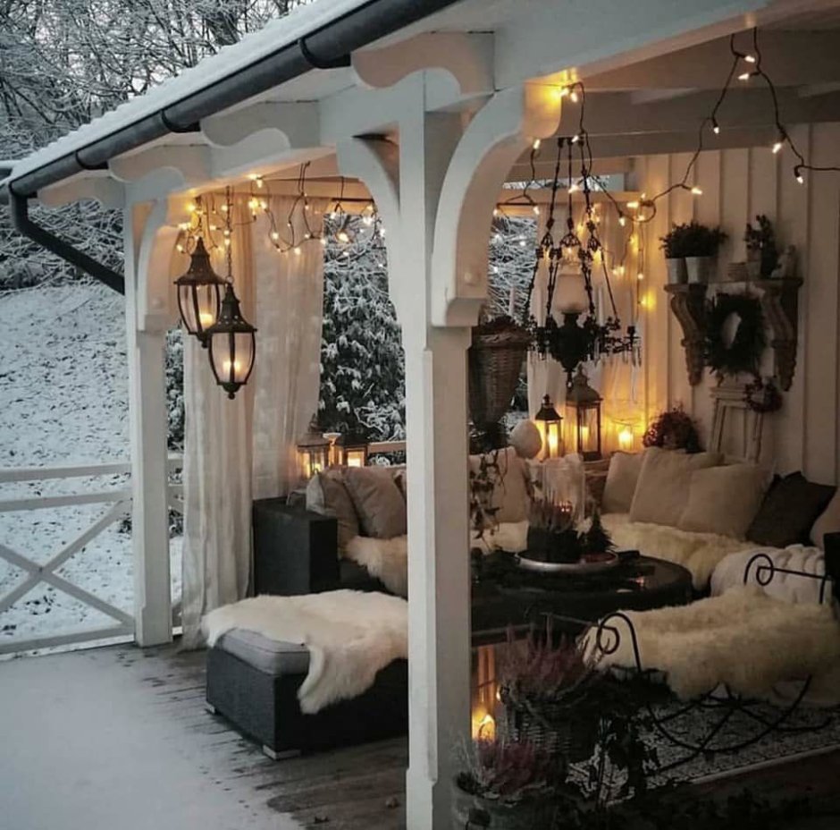 Зимняя терраса к дому (99 фото)