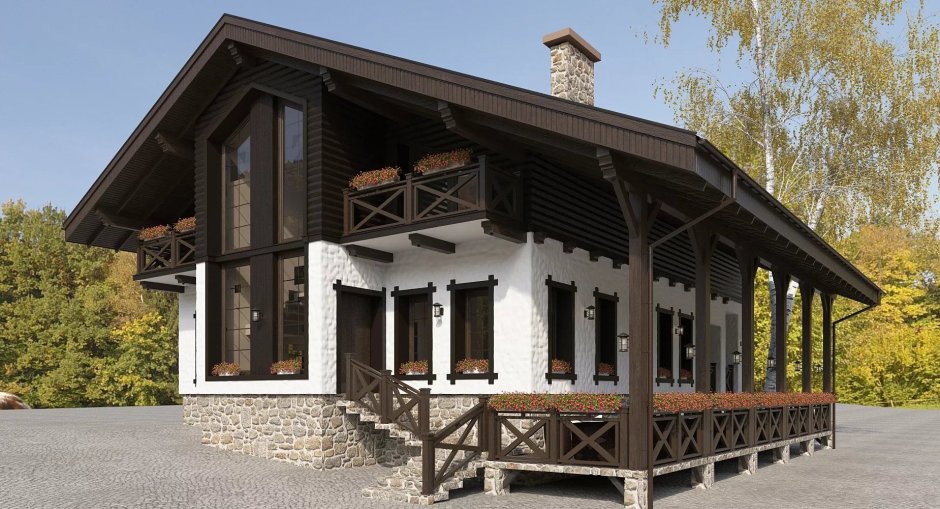 Одноэтажный дом в баварском стиле