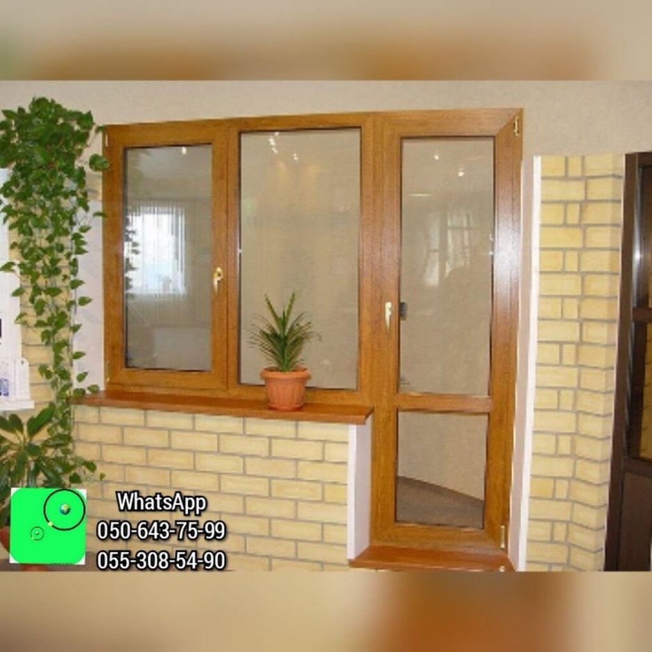 Деревянный стеклопакет балконная дверь