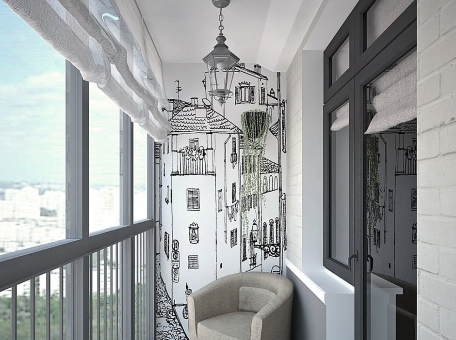 Декор узкого балкона