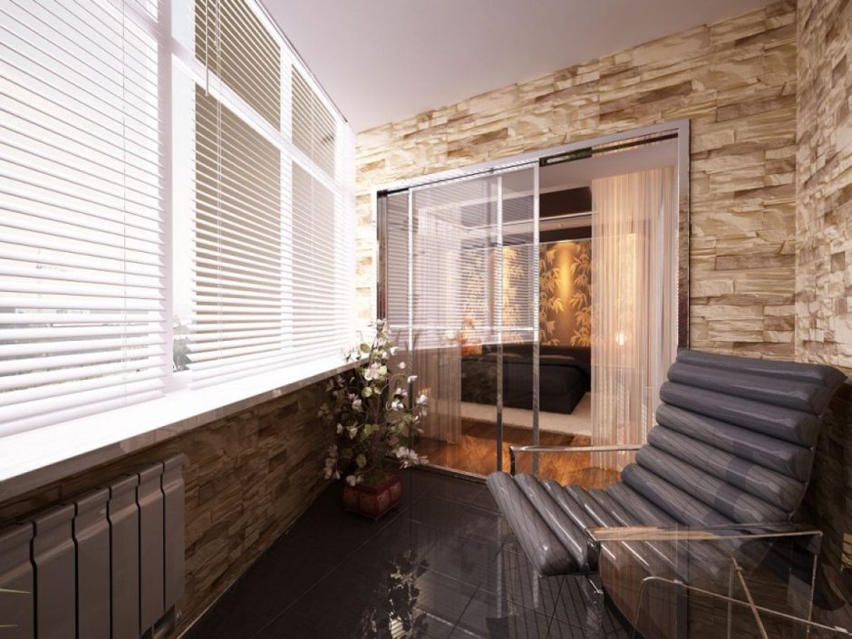 Деревянные рейки на балконе