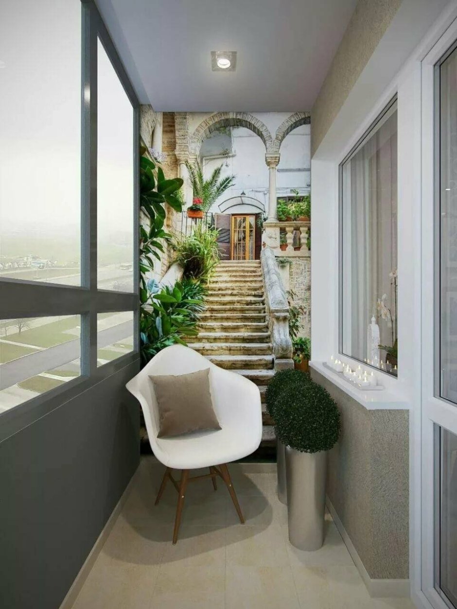 Интерьер балкона в стиле Сканди