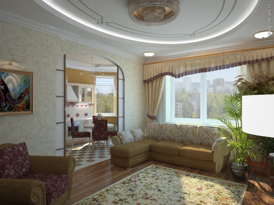 Интерьер гостиной 14м2