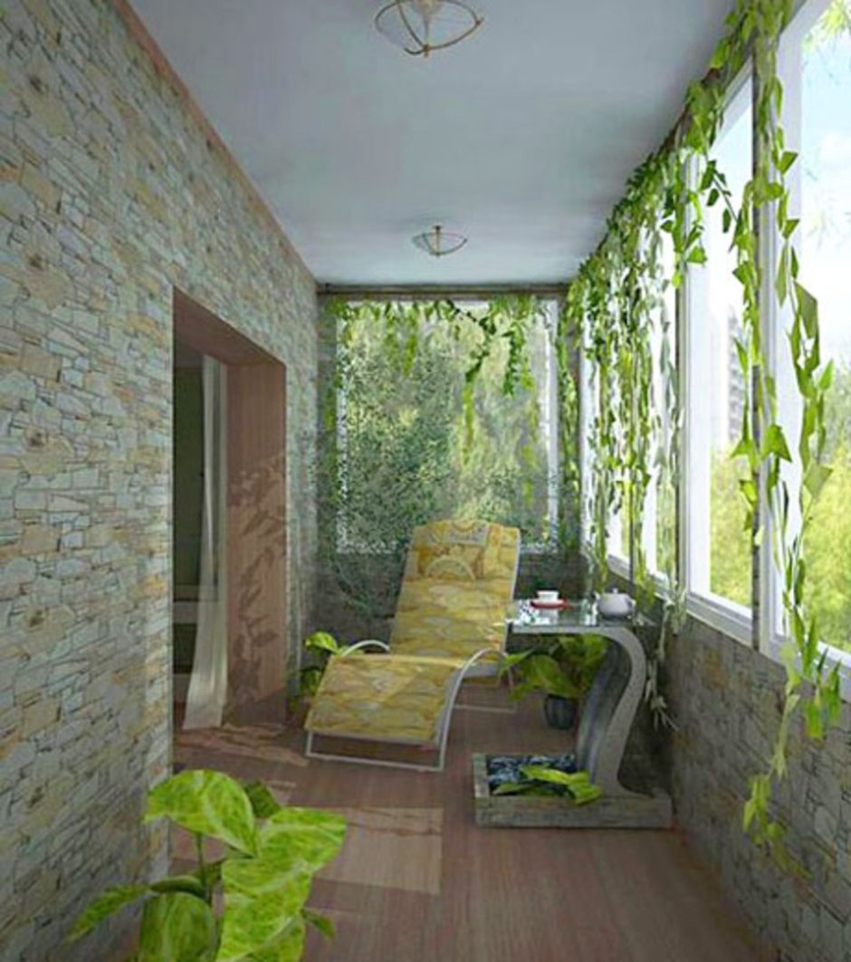 Желто-зеленый балкон
