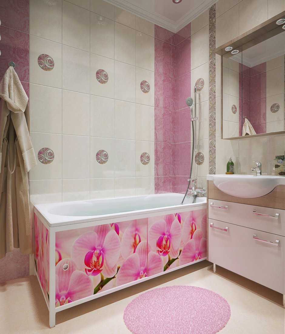 Панели для ванной розовые
