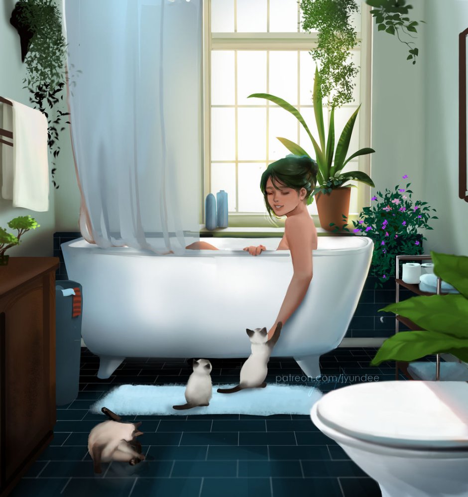 Корейская девушка в ванной
