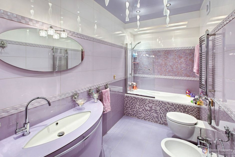 Ванная комната в лавандовом цвете