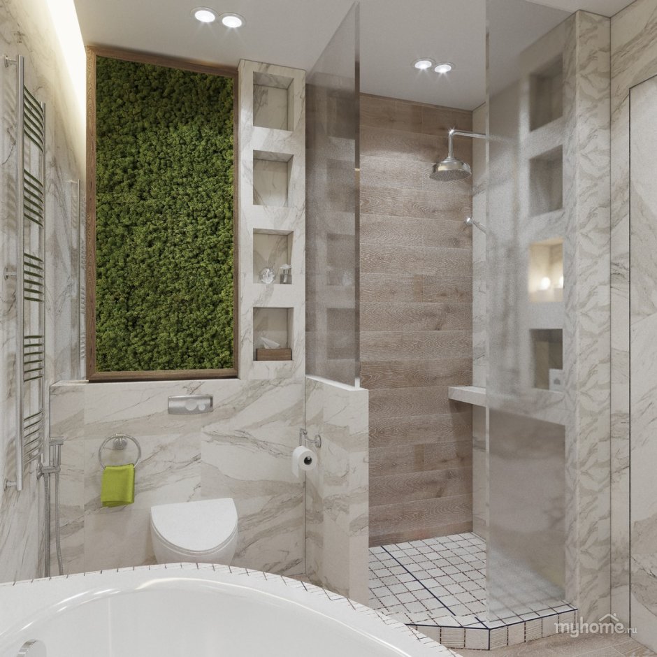 Проект ванной комнаты в эко стиле