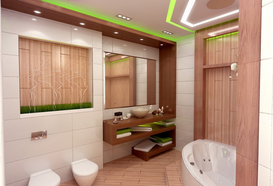 Экостиль ванная комната бамбук
