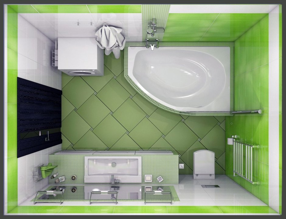 Дизайн проекты ванной комнаты в зеленом цвете