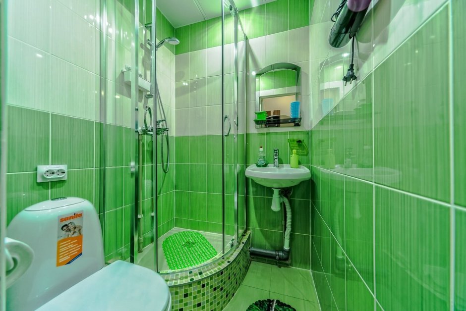 Ванная комната в светло зеленых тонах