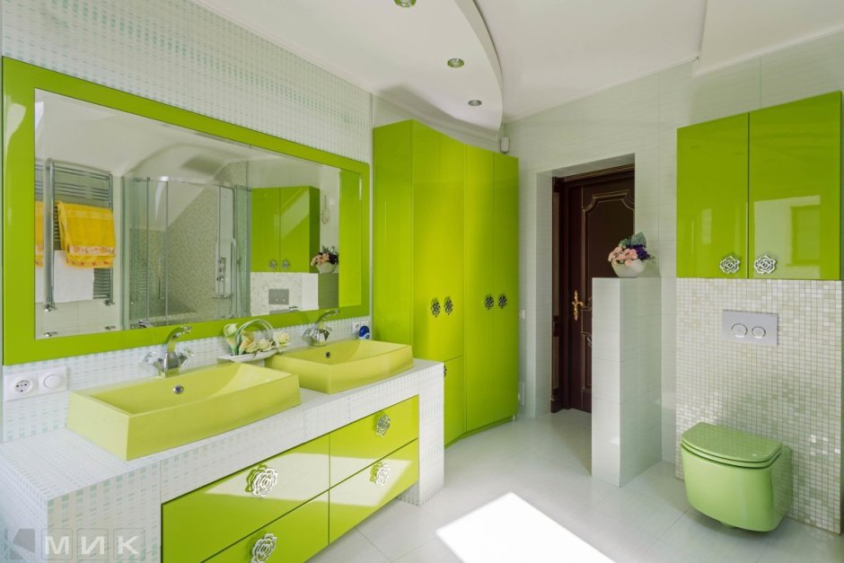 Желто зеленая ванная