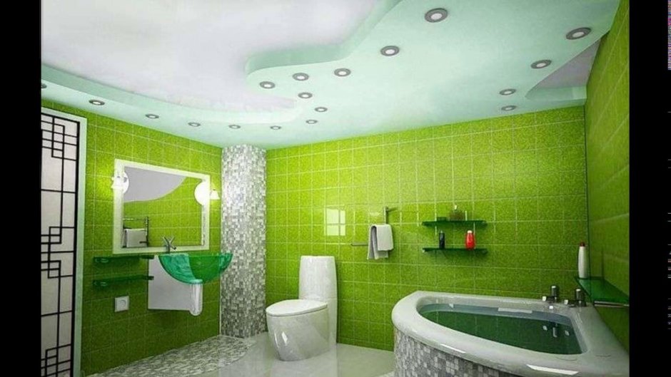 Салатовая ванная комната