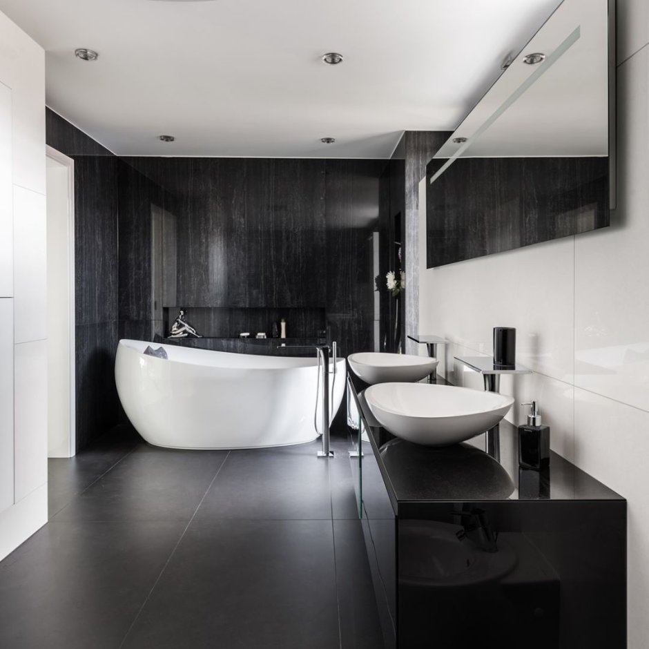 Interior Gray Bath with Beams