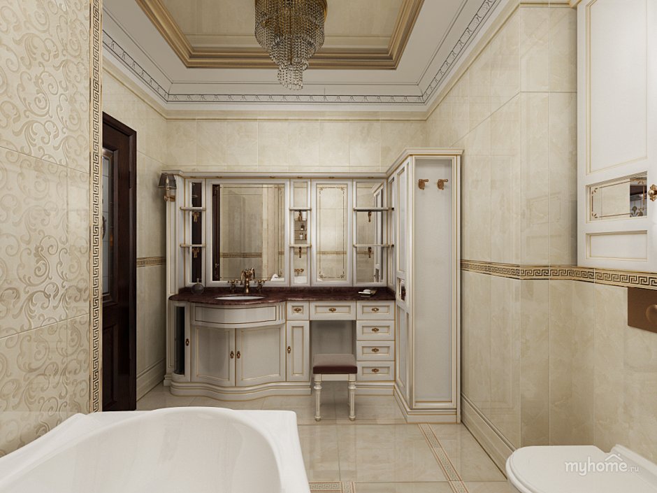 Дизайнерский ремонт ванной в классическом стиле