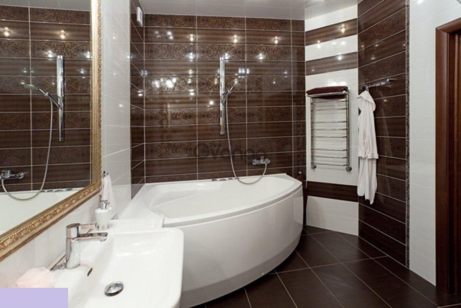 Ванная комната в бежевом шоколадном стиле