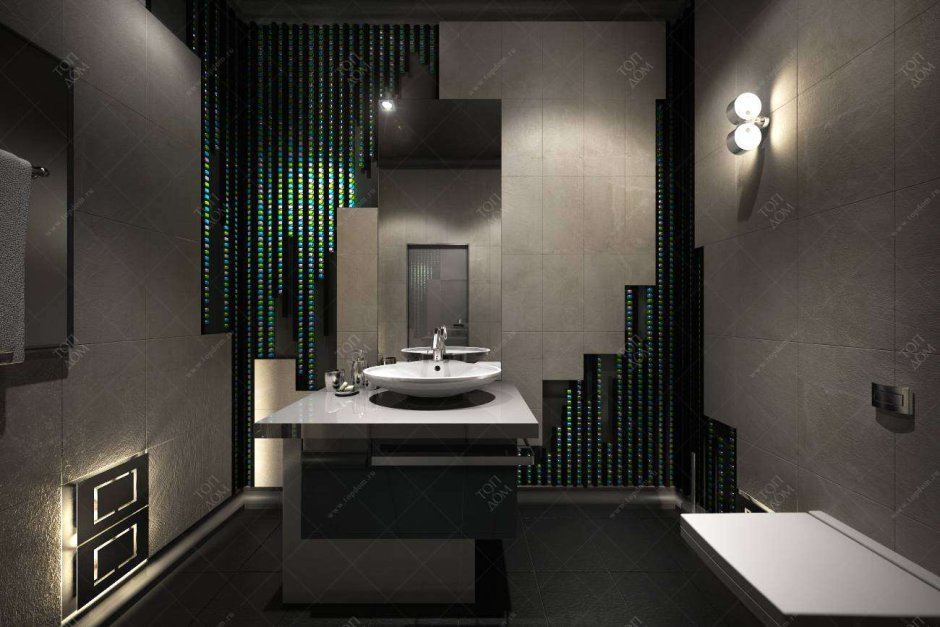 Серо-зеленая ванная комната