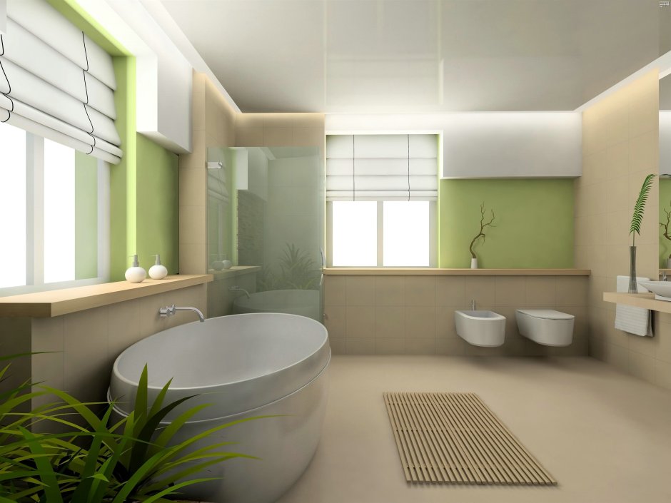 Зеленая современная ванна