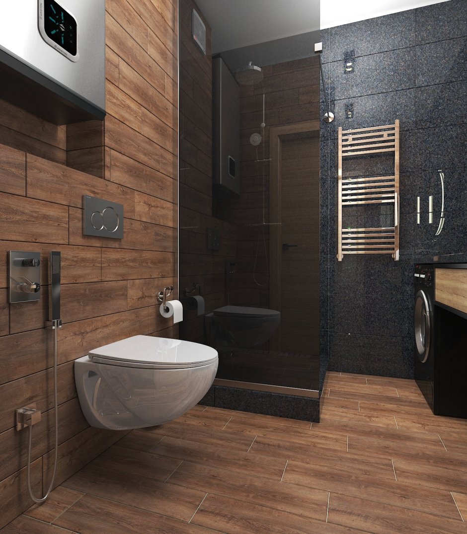 Ванная комната в стиле лофт с душевой кабиной