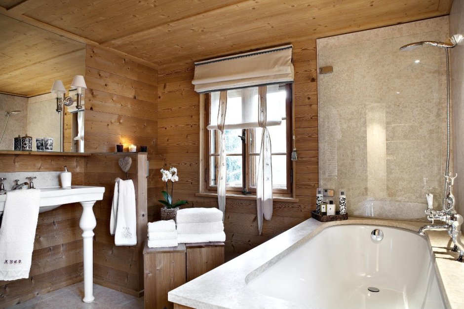 Ванная комната в стиле русской усадьбы