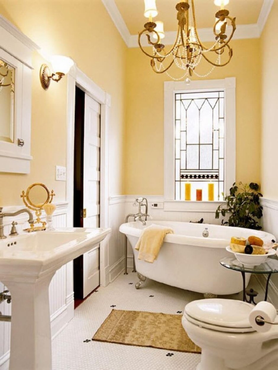 Желтый цвет в интерьере ванной комнаты