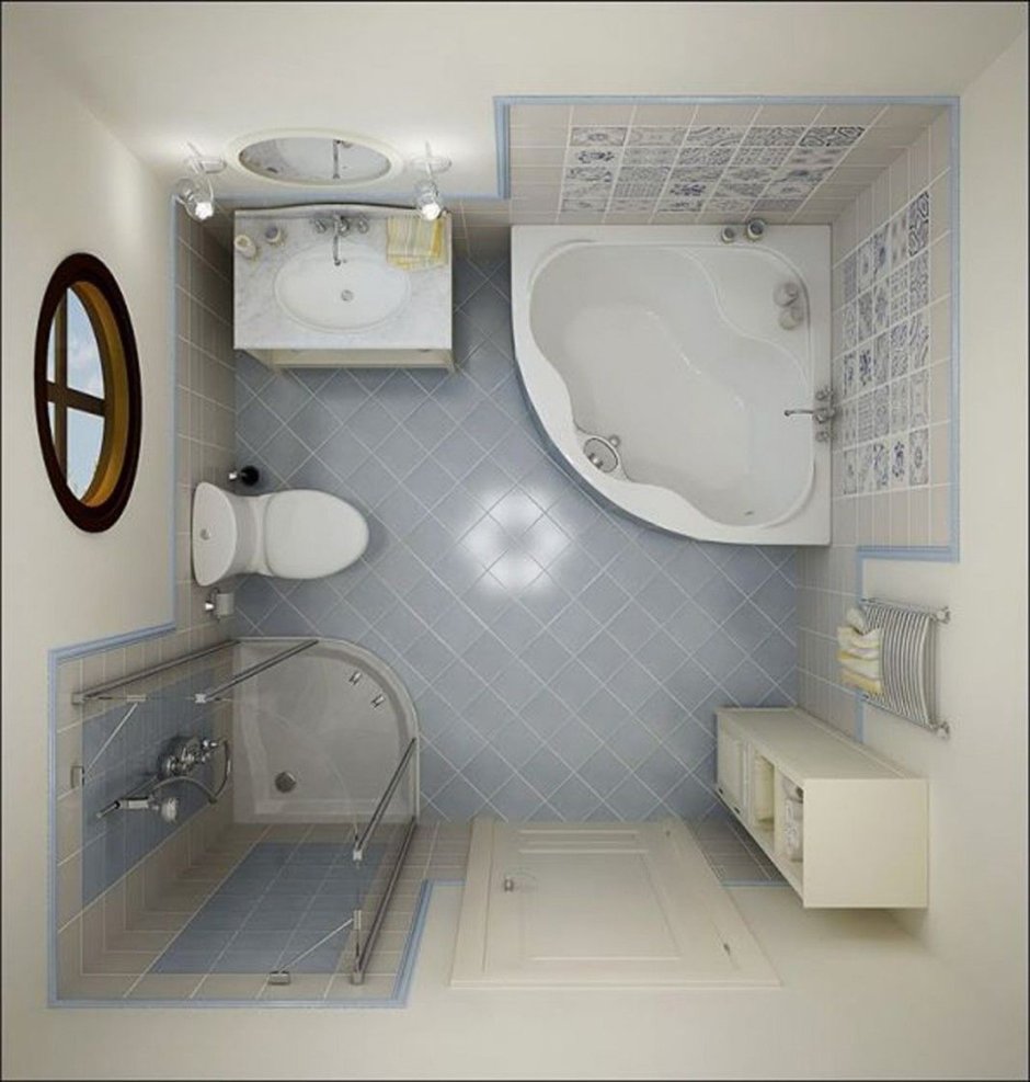 Планировка ванной комнаты с душевой кабиной овальной