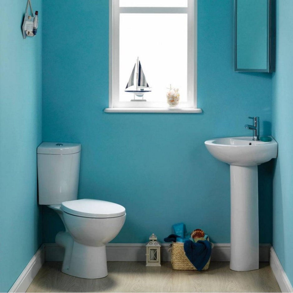 Туалетная комната голубая