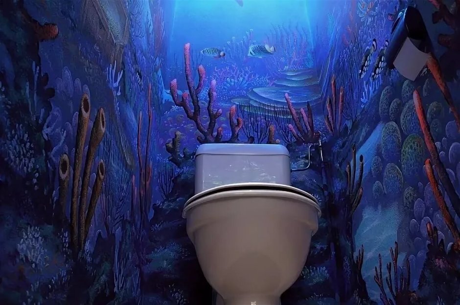 Яркий интерьер в туалете