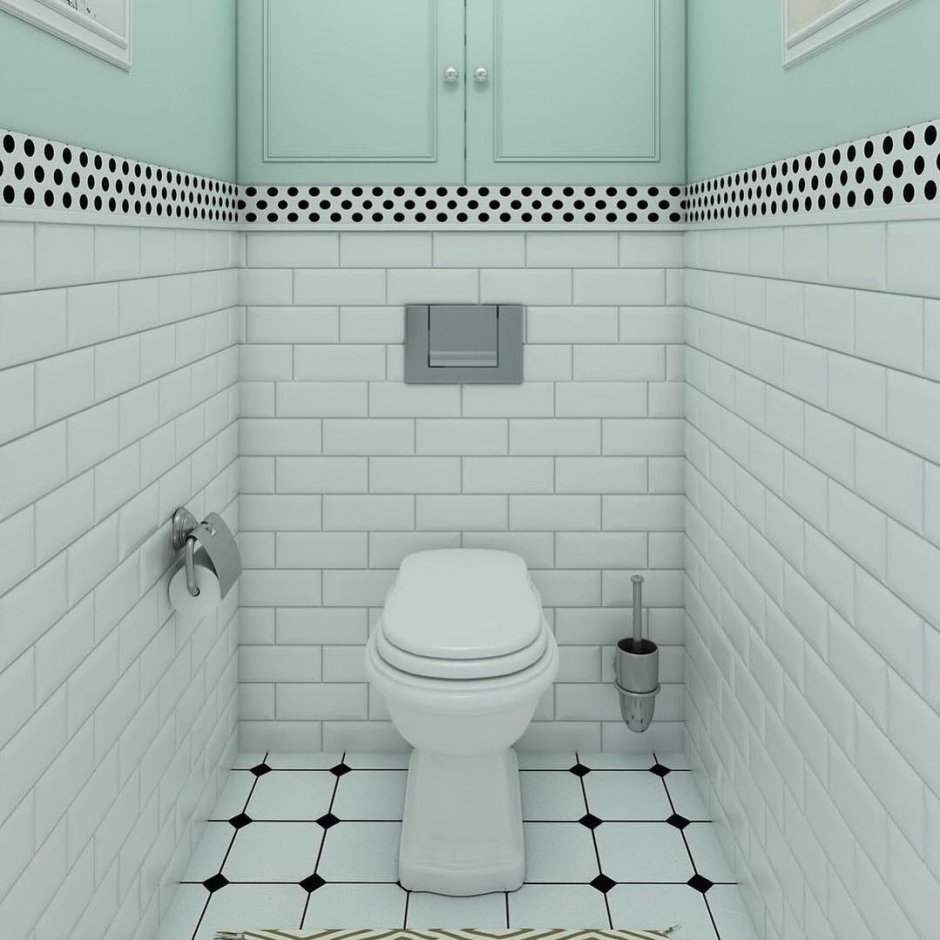 Туалет плитка черная с белым